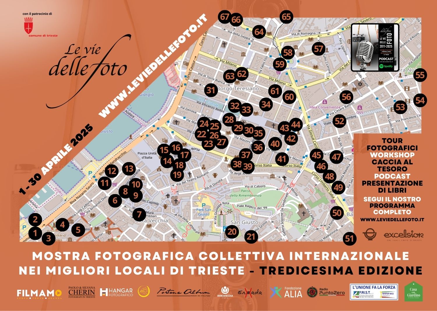 Le vie delle Foto Mappa della città di Trieste 2025